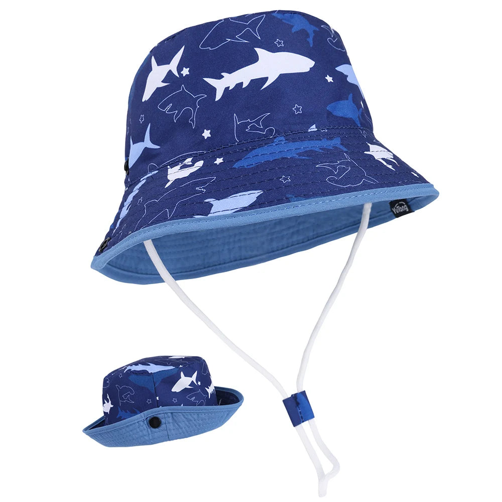 Panama Summer Children Bucket Hat Cartoon Baby Beach Foldable Brim Hat Kids