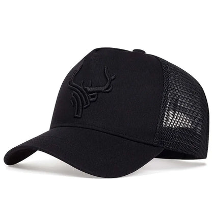 Unisex Animal Antlers Embroidery Baseball Net Caps Spring and Summer