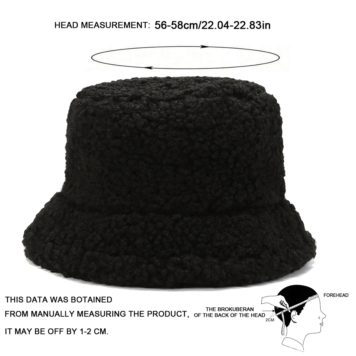 Unisex Solid Color Personality Lambhair Bucket Hats Warm Fishermen Caps