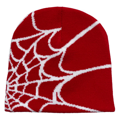 Unisex Spider Web Printed Knit Hat, Warm Outdoor Pullover Hat Personality