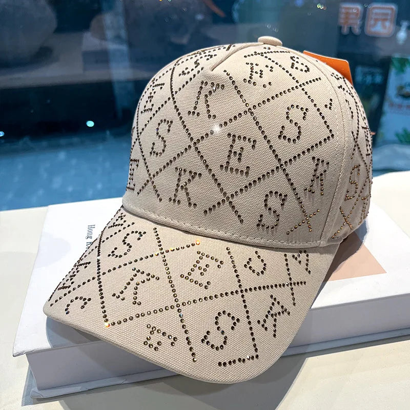 Full Rhinestone Letter Baseball Cap, Light Luxury Sparkling Rhinestone