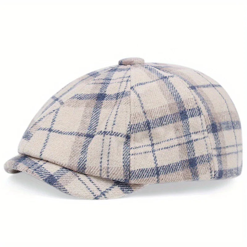 Men's And Women's Fashion Versatile Beret Casual Stripes Warm Octagonal Cap