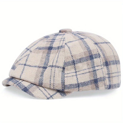 Men's And Women's Fashion Versatile Beret Casual Stripes Warm Octagonal Cap