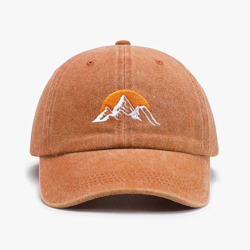 Unisex Embroidered Sunset Baseball Hat, Solid Color Adjustable Outdoor