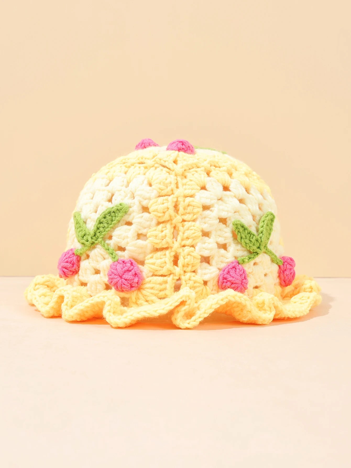 Retro Cherry Handmade Crochet Bucket Hat