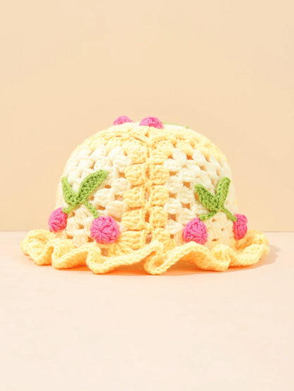 Retro Cherry Handmade Crochet Bucket Hat