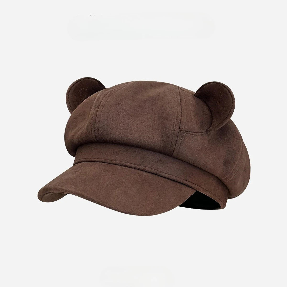Retro Brown Beret Collection Cute Ear Flat Top Octagonal Beret