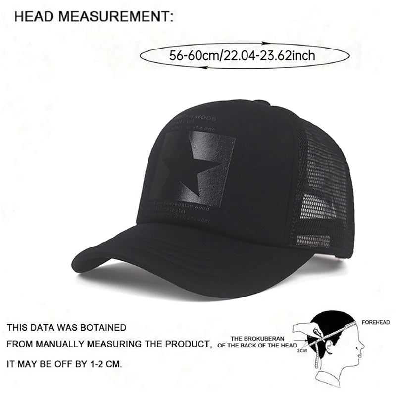 New Trendy Breathable Mesh Hat Pentagram Street Dance Skateboarding Outdoor Leisure Sunshade Baseball Hat Unisex