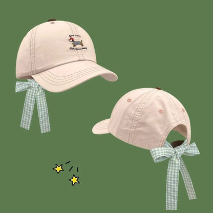 New Breathable Baseball Cap Bow Tie Sun Protection Duckbill Hat