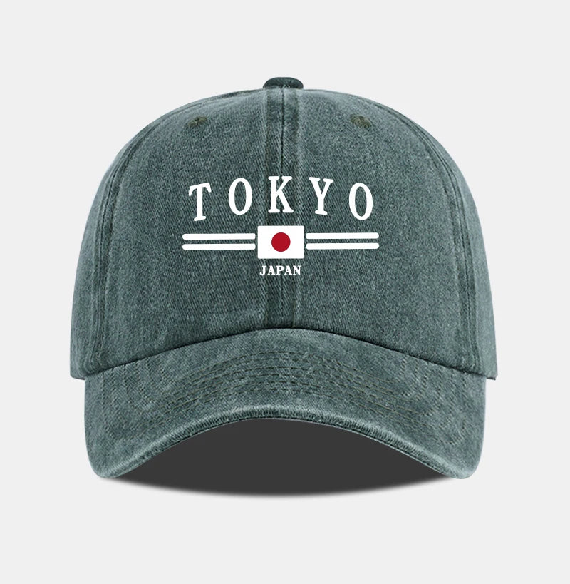 TOKYO JAPAN Printed Washed Baseball Cap Tokyo Japan Urban Style Classic Fashion Daily Commuting