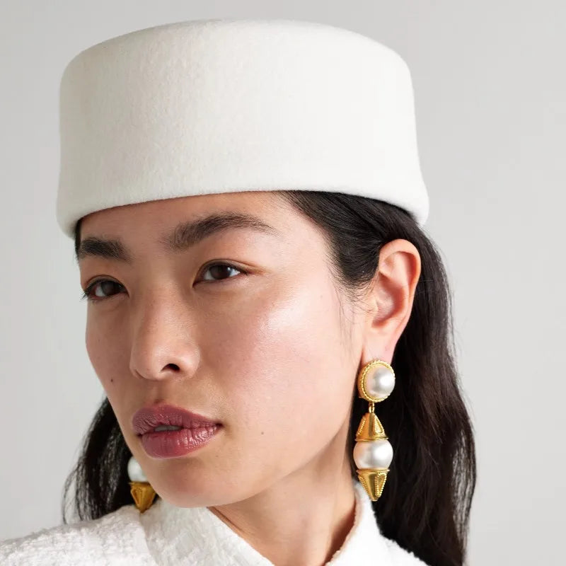 Retro Flight Attendant Ball Berets Hat Women's 100% Wool