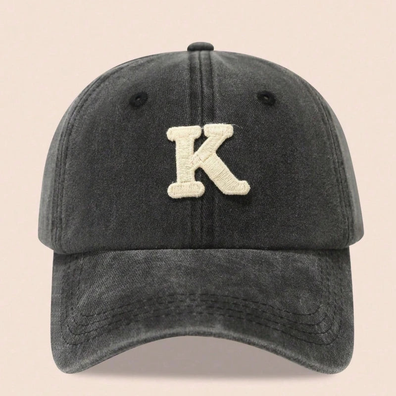 Washed Letter Embroidered Baseball Caps