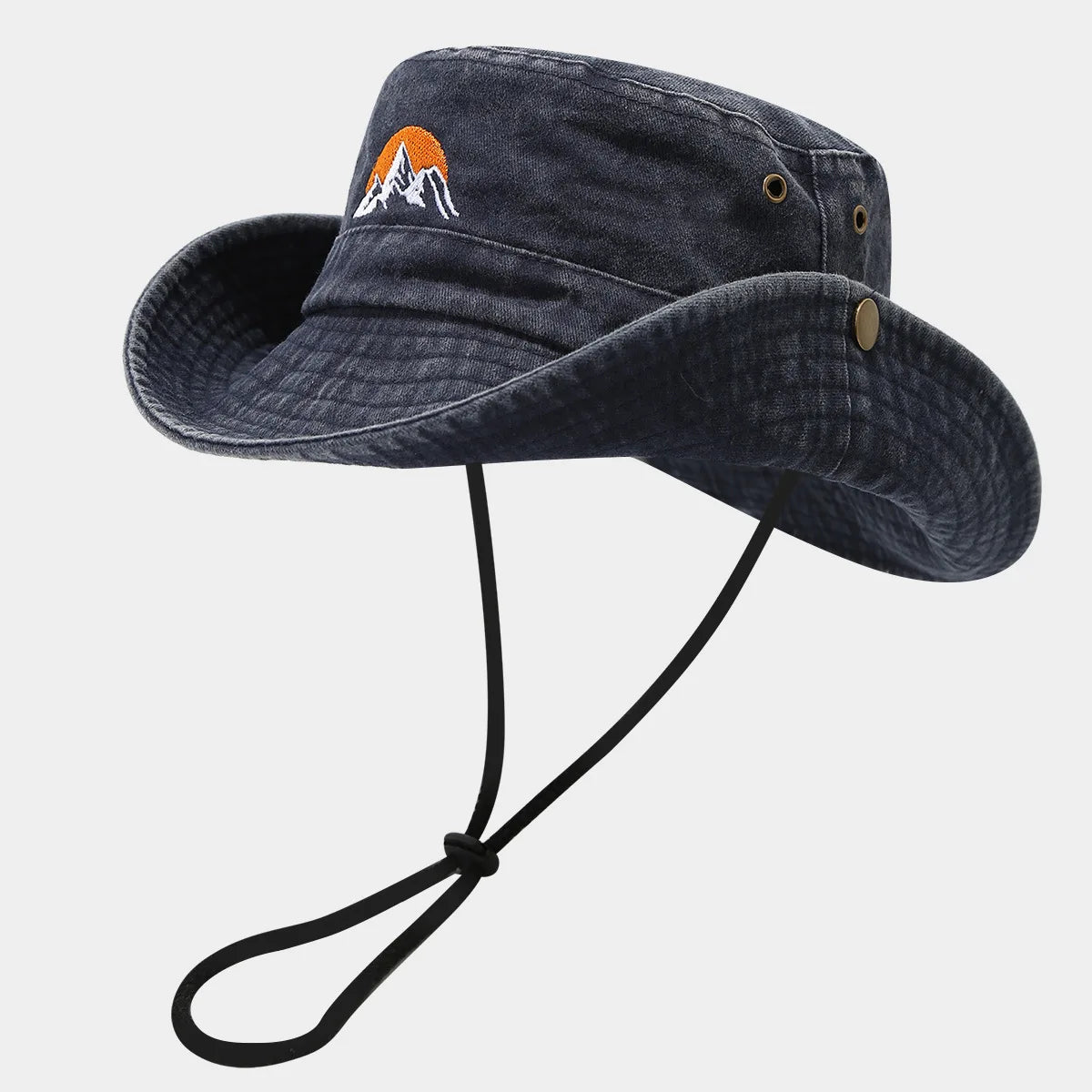 Washed Cotton Embroidery Fishing Fisherman Hats Bucket Hat