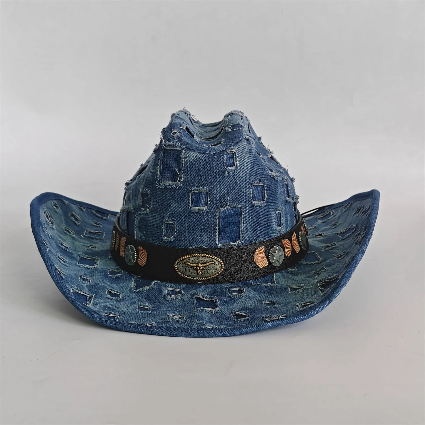 Ripped Denim Western Hat Cowboy Hat For Women Men