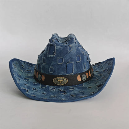 Ripped Denim Western Hat Cowboy Hat For Women Men