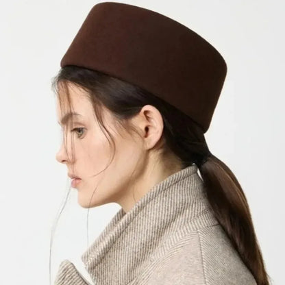 Women's New 100% Wool Hard Top Fedoras Hat Lady Vintage Flat-Top Berets