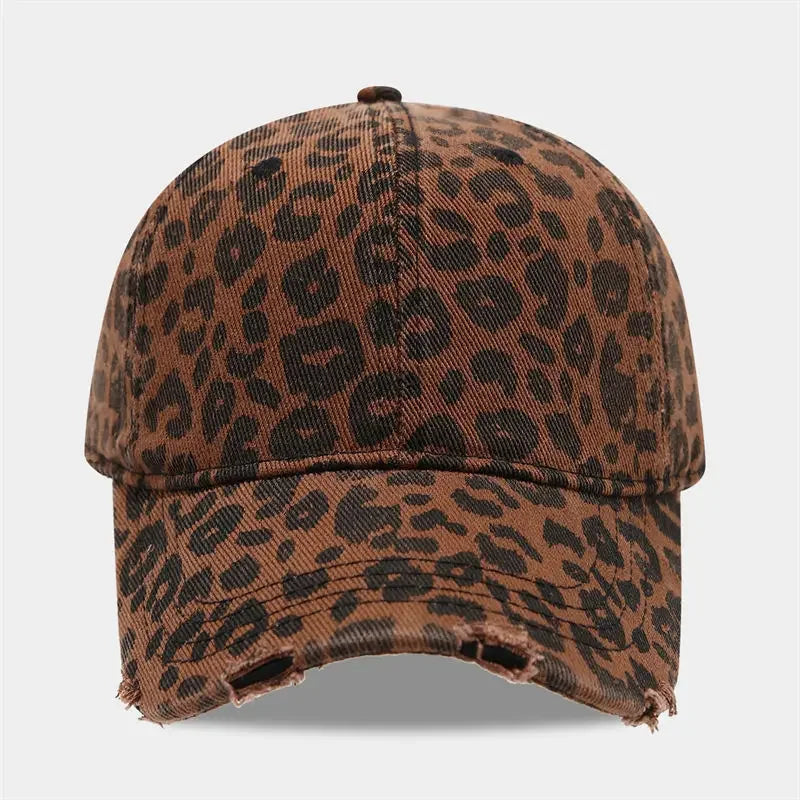 Spring Polyester Leopard Print Casquette Baseball Cap