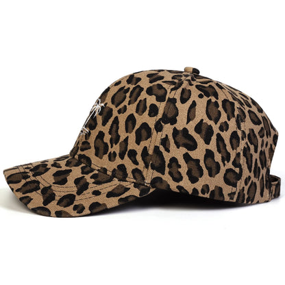 Unisex Coconut Tree Embroidery Leopard Print Baseball Caps