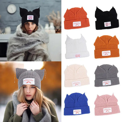 Loverboy Cat Ear Knit Hat Hooded Cap