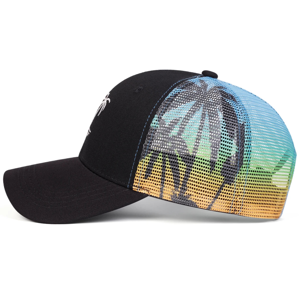 Unisex Coconut Tree Embroidery Baseball Net Caps Spring and Summer