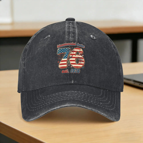 Bicentennial Babe 50th Birthday Women Vintage 1976 Flag Casual Baseball Cap