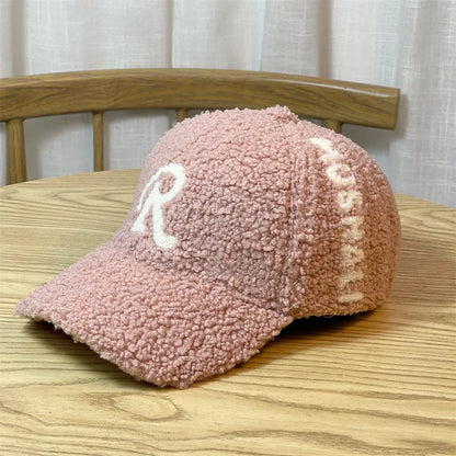Fashion New Embroidered Letter Imitation Lamb Velvet Baseball Hat