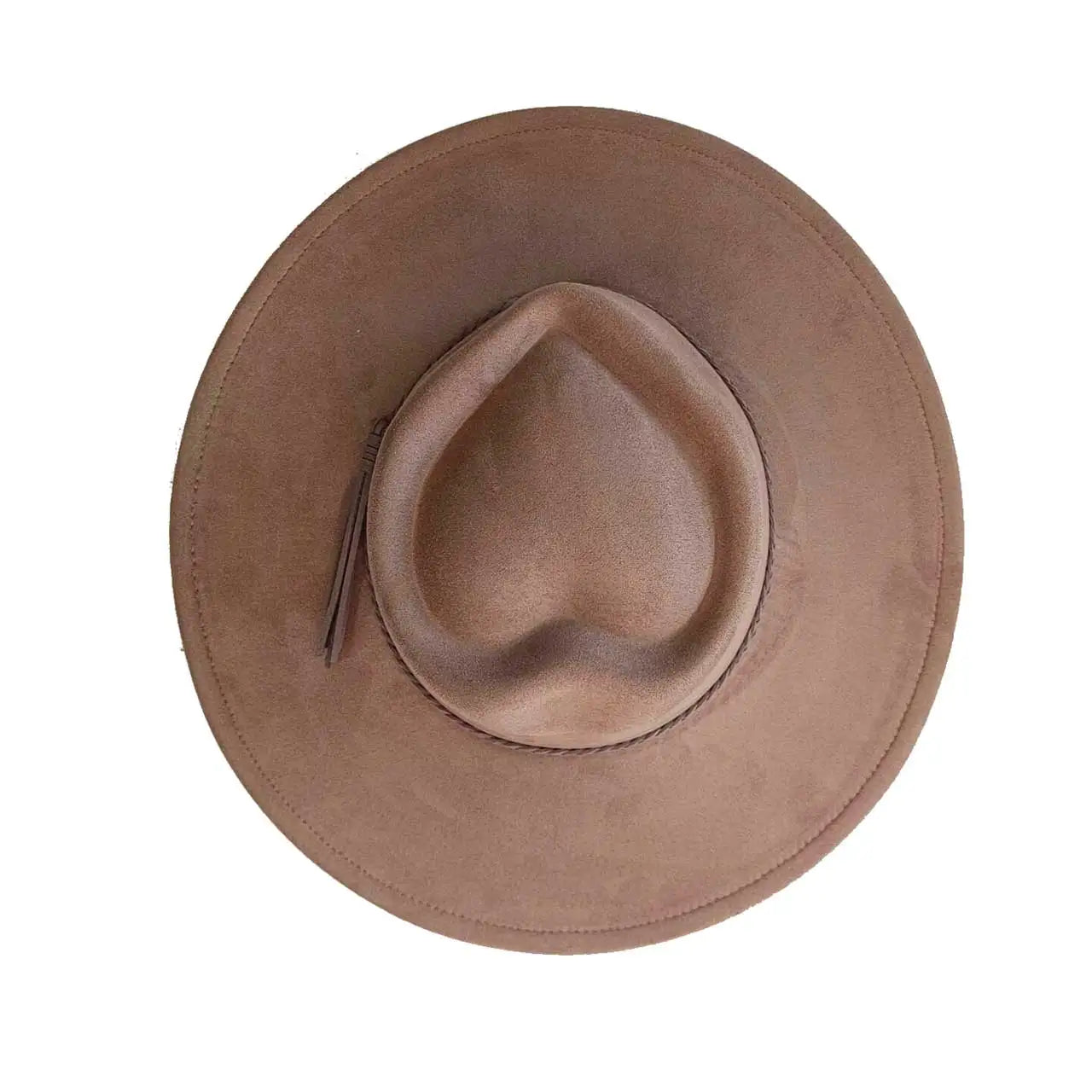Vegan Suede Hat Teardrop Shape 9.5cm Wide Brim Fedora Hat Men's And Women's