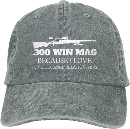 Funny Hat 300 Win Mags Because I Love Long Distances Hat for Women Baseball Hats