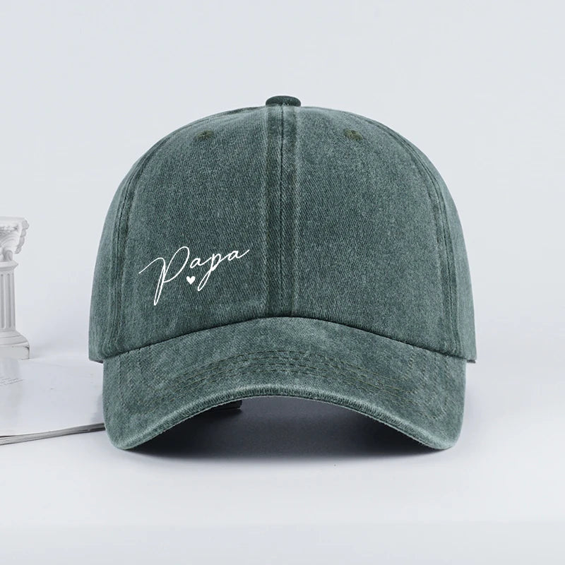 Retro “Papa” Handwritten Print Washed Baseball Cap