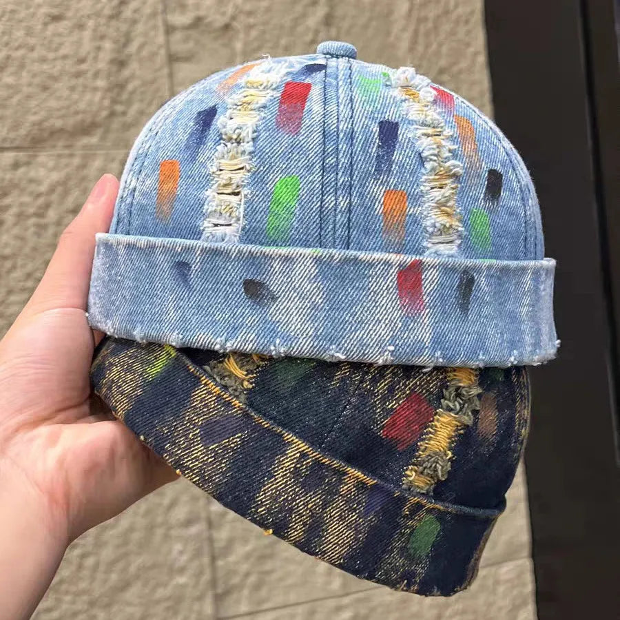 Retro Ripped Denim Hat Unisex Summer