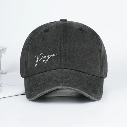 Retro “Papa” Handwritten Print Washed Baseball Cap