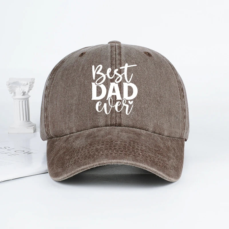 “Best Dad Ever” Printed Vintage Washed Baseball Cap