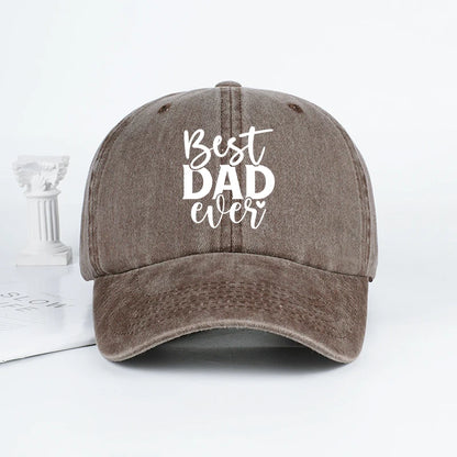 “Best Dad Ever” Printed Vintage Washed Baseball Cap