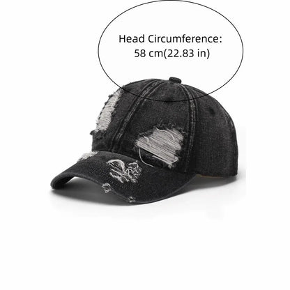 Vintage Ripped Washed Denim Baseball Cap