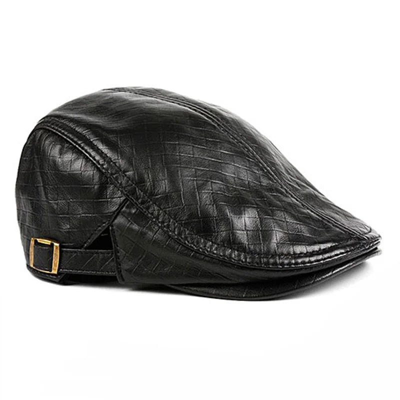 New 2025 Men Genuine Leather Sheepskin Duckbill Boina Thin Berets