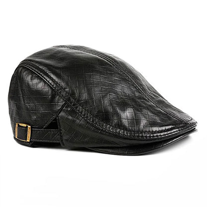 New 2025 Men Genuine Leather Sheepskin Duckbill Boina Thin Berets