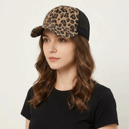 Casual Adjustable Leopard Print Baseball Cap Breathable Soft Visor Hat