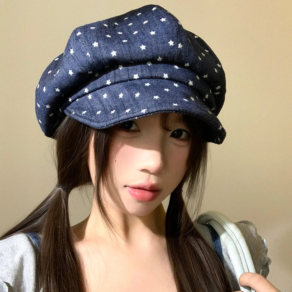 Y2K Polka Dot Star Jacquard Beret Hats