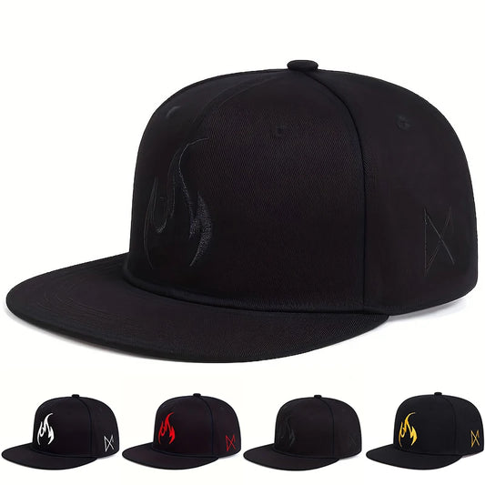 Unisex Flame Embroidery Hip-hop Hats Spring Autumn