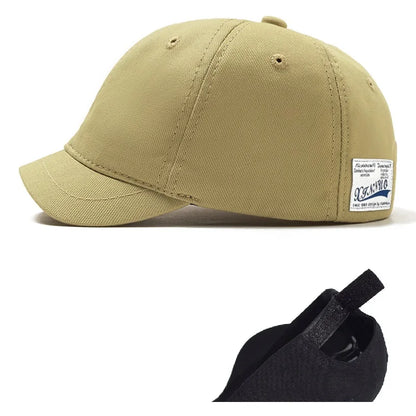 Men's Short Brim Baseball Cap Casual Solid Corduroy Soft Top Cap