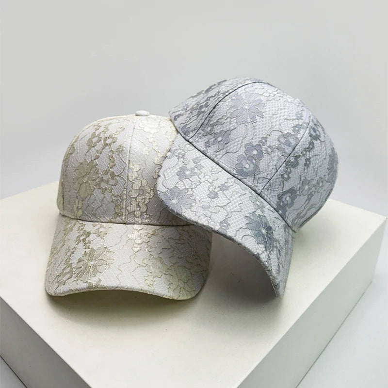New Women Korean Lace Flower Baseball Hats