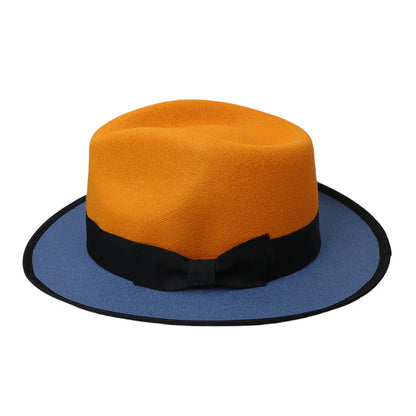 Men Women Wool Felt Fedora Hat Retro British Style Two Tone Jazz Cap