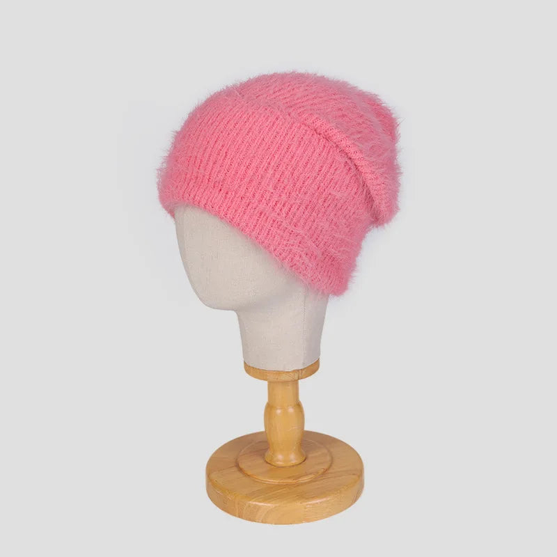 Candy Color Winter Hats Woman Cozy Knitted Beanie Women