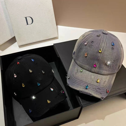 Korean Luxury Water Diamond Baseball Cap For Women