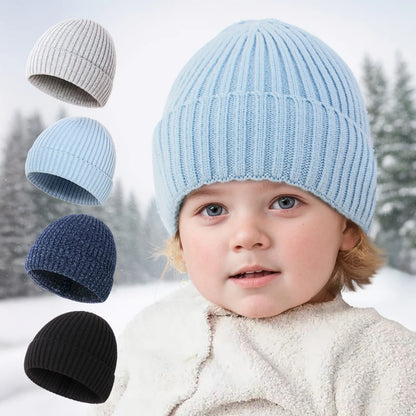 Solid Color Baby Knitted Hats Children Autumn Winter