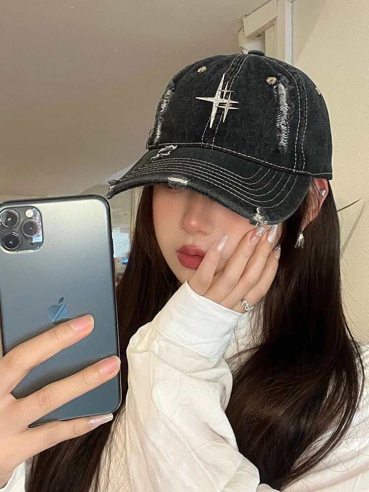 Street Retro Vintage Vintage Cowboy Hole Baseball Cap