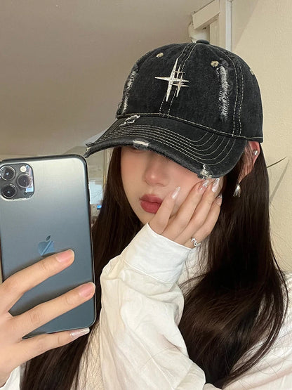 Street Retro Vintage Vintage Cowboy Hole Baseball Cap