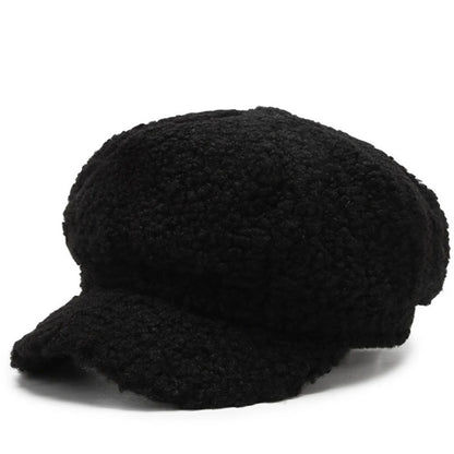 Fashion Lamb Wool Berets Women Autumn Winter Painter Hat Octagonal Cap