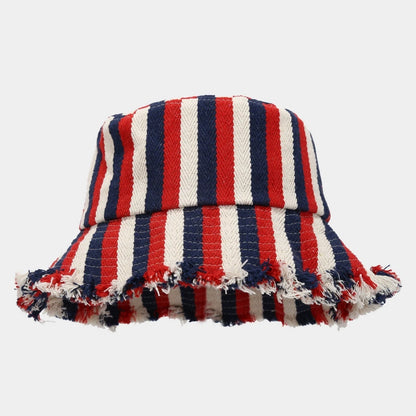 Woven Striped Brushed Edge Fisherman Hat