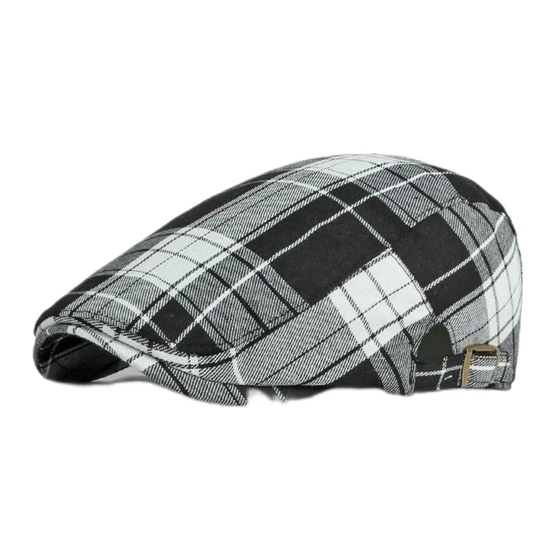 Spring Summer Dopamine Plaid Beret Duck Tongue Forward Hat